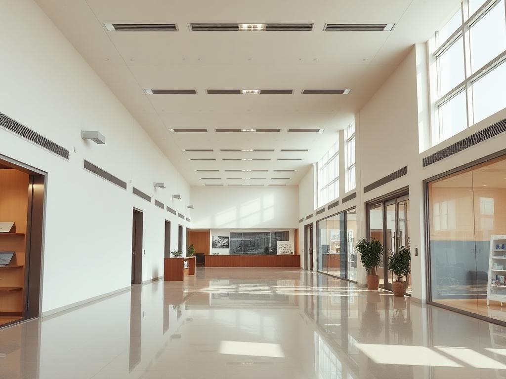 Clean open-plan commercial unit with polished floors