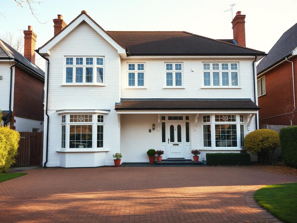 Large detached house with immaculate render and clean windows